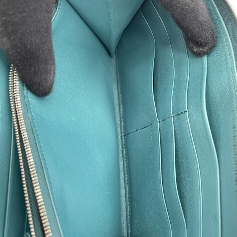 セリーヌ CELINE バイカラーロングジップウォレット ターコイズ/ブラック レザー レディース 長財布