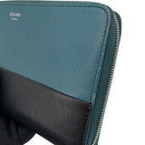 セリーヌ CELINE バイカラーロングジップウォレット ターコイズ/ブラック レザー レディース 長財布