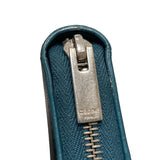 セリーヌ CELINE バイカラーロングジップウォレット ターコイズ/ブラック レザー レディース 長財布