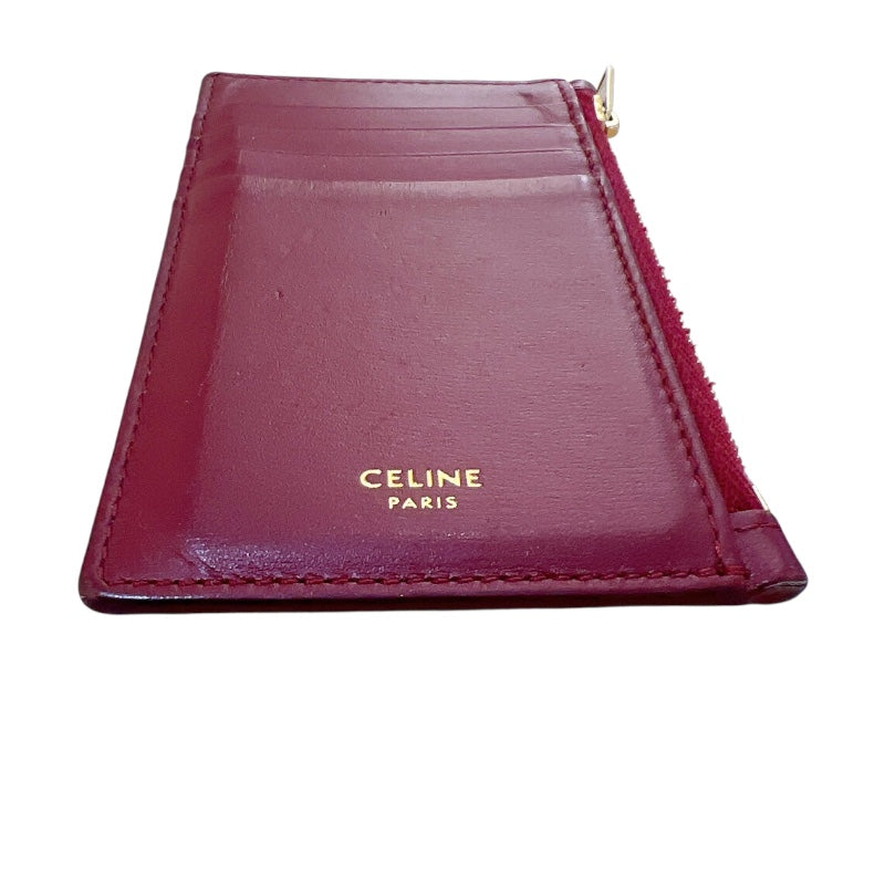 セリーヌ CELINE ジップカードホルダー ボルドー GD金具 カーフスキン レディース カードケース