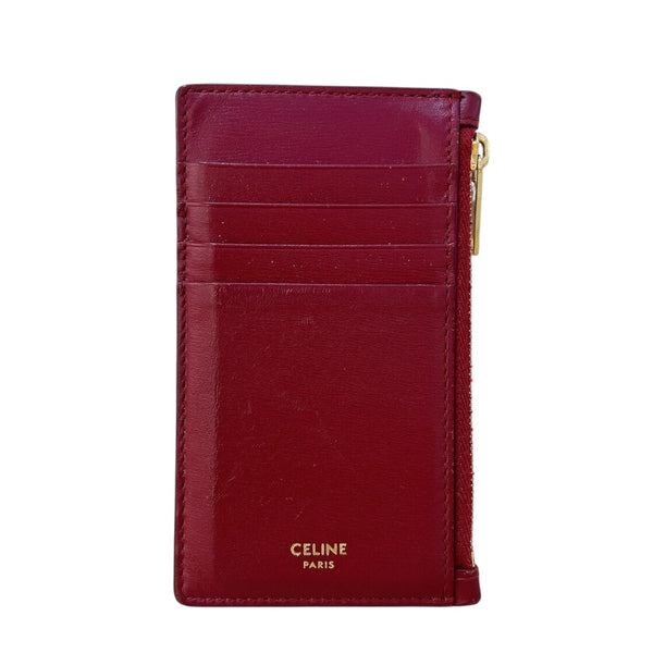 セリーヌ CELINE ジップカードホルダー ボルドー GD金具 カーフスキン レディース カードケース