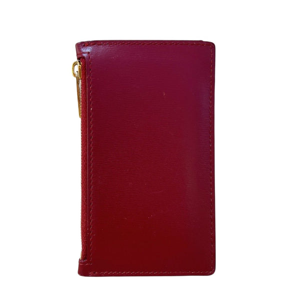 セリーヌ CELINE ジップカードホルダー ボルドー GD金具 カーフスキン レディース カードケース