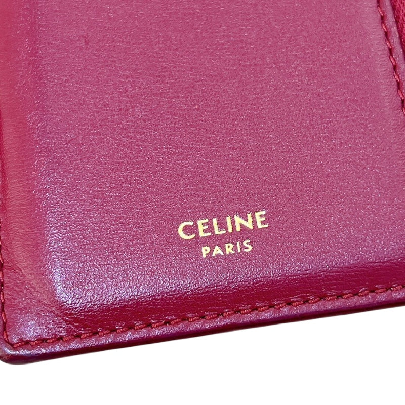 セリーヌ CELINE ジップカードホルダー ボルドー GD金具 カーフスキン レディース カードケース