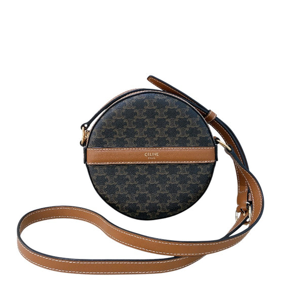 グッチ GUCCI トリオンフラウンドパース 10G342 タン/ゴールド金具 トリオンフキャンバス レディース トートバッグ