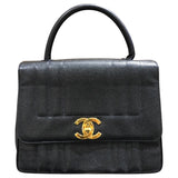 シャネル CHANEL マドモアゼルトップハンドルバッグ ブラック　ゴールド金具 キャビアスキン レディース ハンドバッグ
