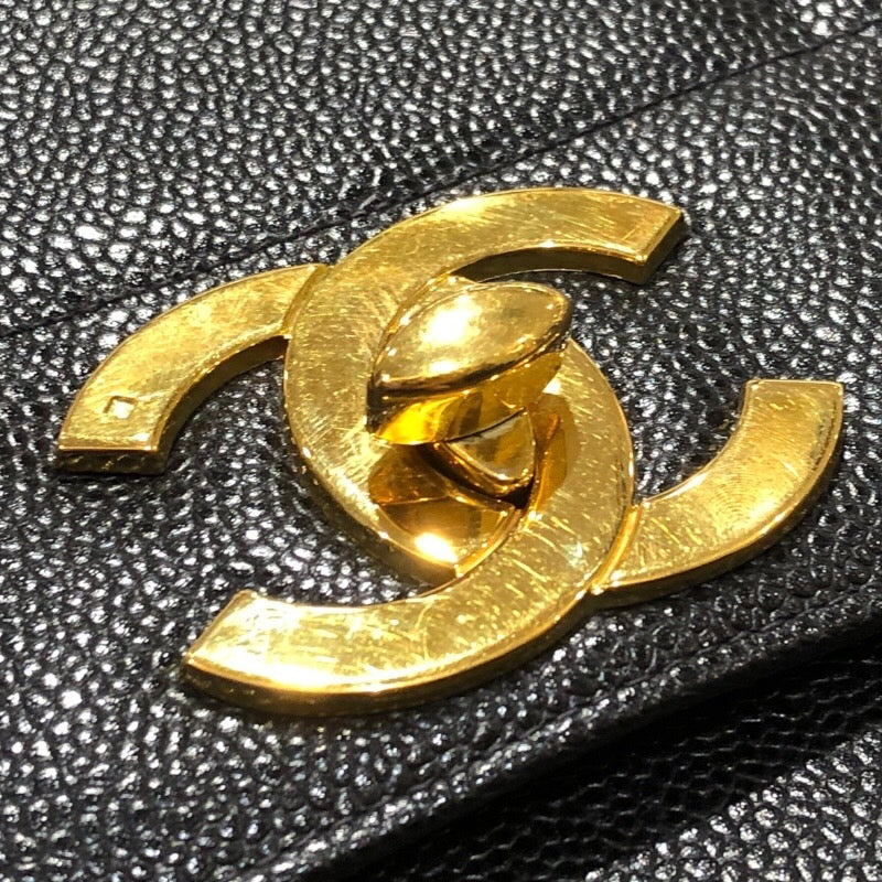 シャネル CHANEL マドモアゼルトップハンドルバッグ ブラック　ゴールド金具 キャビアスキン レディース ハンドバッグ