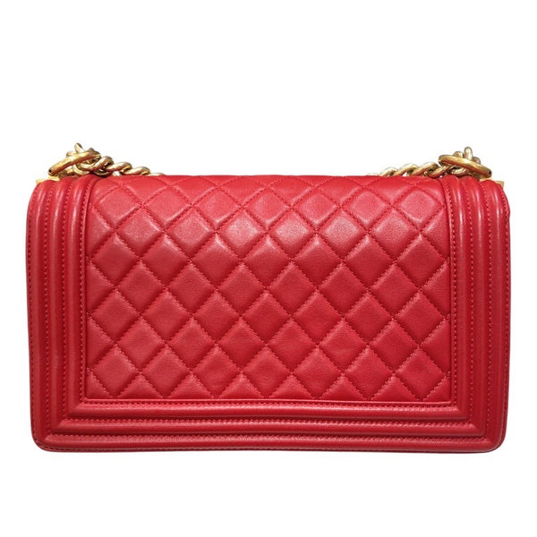 シャネル CHANEL ボーイシャネル25 A67086 レッド/ゴールド金具 ラム レディース ショルダーバッグ
