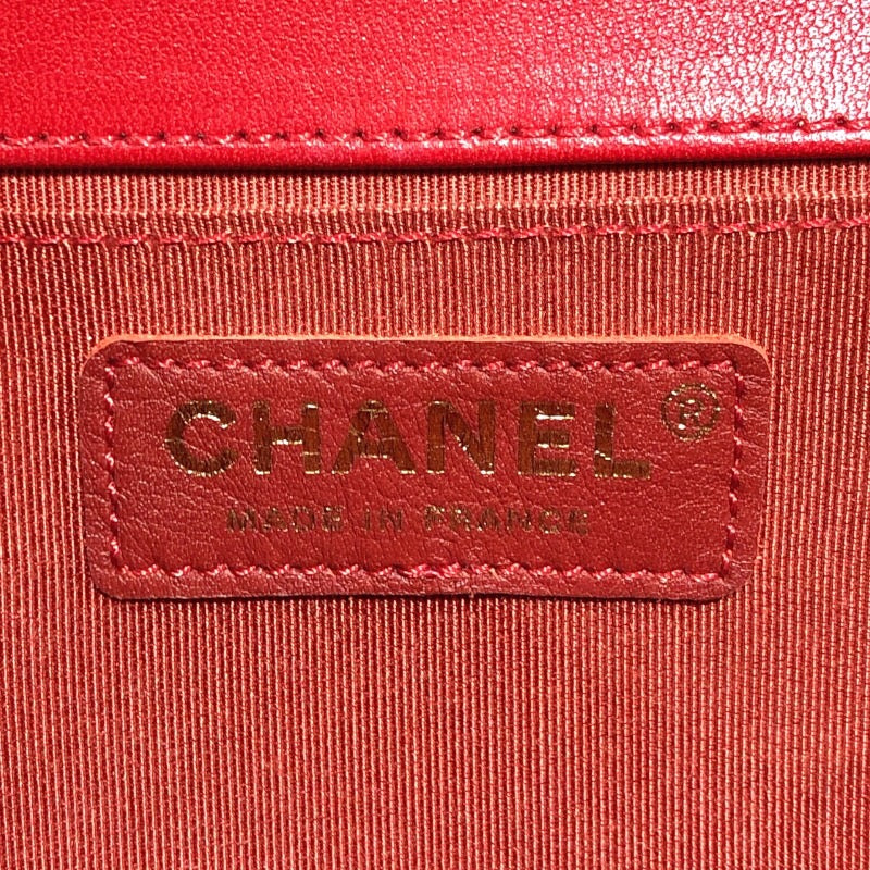 シャネル CHANEL ボーイシャネル25 A67086 レッド/ゴールド金具 ラム レディース ショルダーバッグ