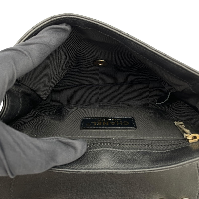シャネル CHANEL スモールフラップショルダーバッグ 27番台 ブラック GD金具 カーフ/キャビアスキン レディース ショルダーバッグ