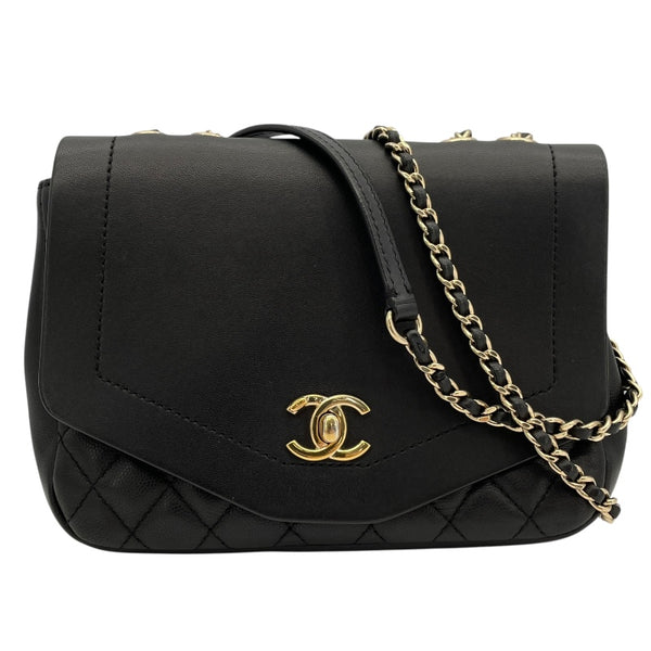 シャネル CHANEL スモールフラップショルダーバッグ 27番台 ブラック GD金具 カーフ/キャビアスキン レディース ショルダーバッグ