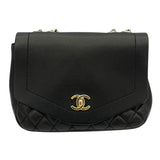 シャネル CHANEL スモールフラップショルダーバッグ 27番台 ブラック GD金具 カーフ/キャビアスキン レディース ショルダーバッグ