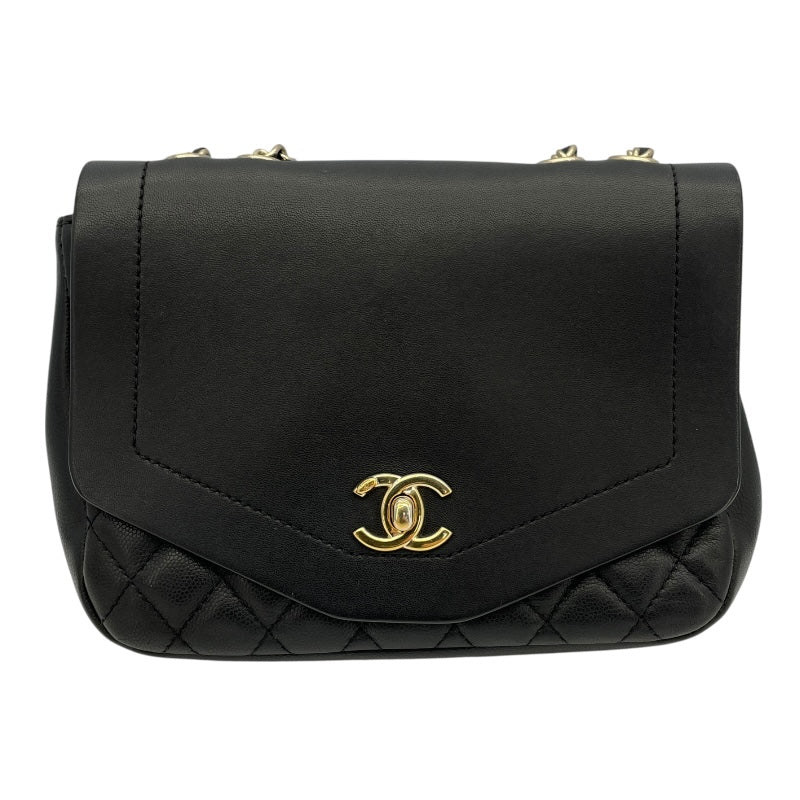 シャネル CHANEL スモールフラップショルダーバッグ 27番台 ブラック GD金具 カーフ/キャビアスキン レディース ショルダーバッグ