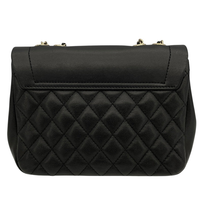 シャネル CHANEL スモールフラップショルダーバッグ 27番台 ブラック GD金具 カーフ/キャビアスキン レディース ショルダーバッグ