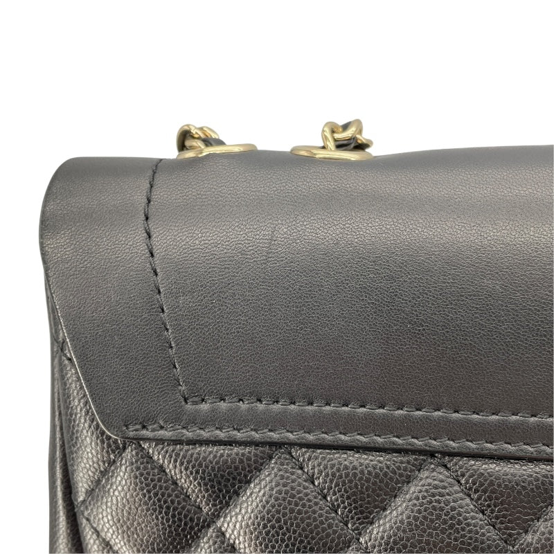 シャネル CHANEL スモールフラップショルダーバッグ 27番台 ブラック GD金具 カーフ/キャビアスキン レディース ショルダーバッグ