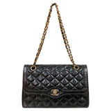 シャネル CHANEL パリ限定 フラップバッグ ブラック ラムスキン レディース ショルダーバッグ