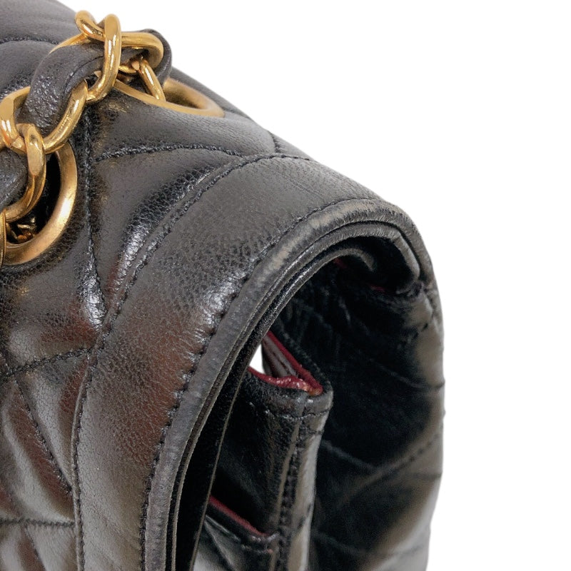 シャネル CHANEL パリ限定 フラップバッグ ブラック ラムスキン レディース ショルダーバッグ