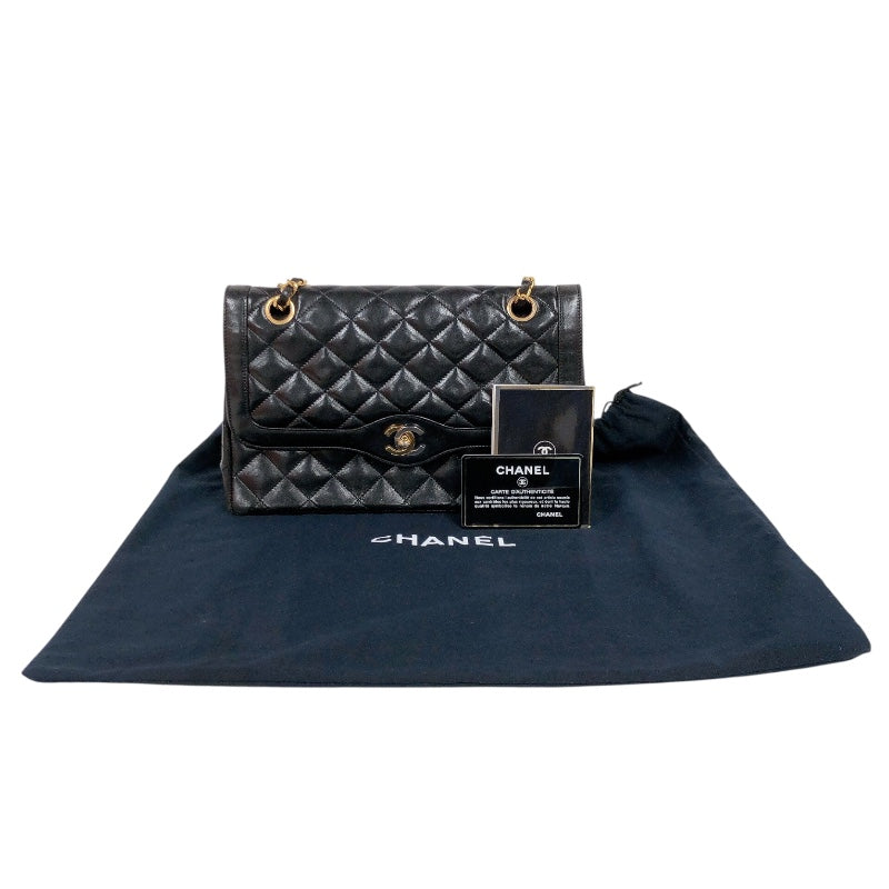 シャネル CHANEL パリ限定 フラップバッグ ブラック ラムスキン レディース ショルダーバッグ