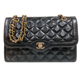 シャネル CHANEL パリ限定 フラップバッグ ブラック ラムスキン レディース ショルダーバッグ