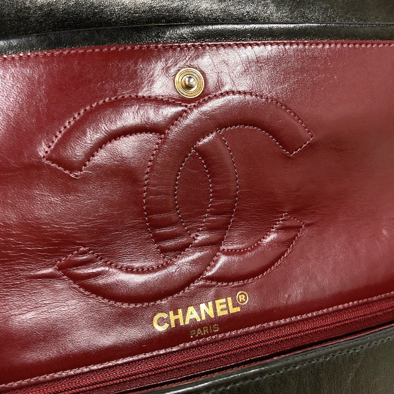 シャネル CHANEL パリ限定 フラップバッグ ブラック ラムスキン レディース ショルダーバッグ