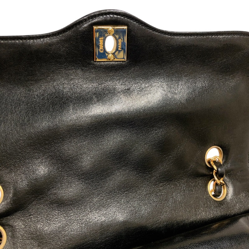 シャネル CHANEL パリ限定 フラップバッグ ブラック ラムスキン レディース ショルダーバッグ