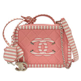 シャネル CHANEL CCフィグリースモールヴァニティバッグ A93342 27番台 ピンクｘホワイト SV金具 キャビアスキン レディース ショルダーバッグ