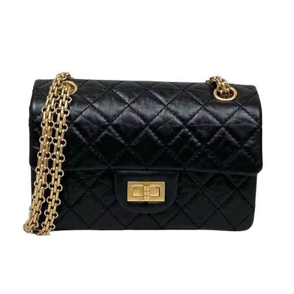 シャネル CHANEL 2.55 ミニハンドバッグ AS0874 ブラック ゴールド金具 エイジドカーフ レディース ショルダーバッグ