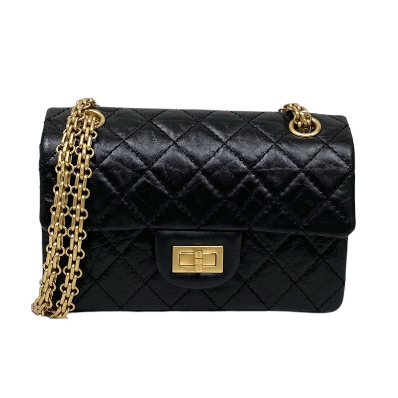 シャネル CHANEL 2.55 ミニハンドバッグ AS0874 ブラック ゴールド金具 エイジドカーフ レディース ショルダーバッグ
