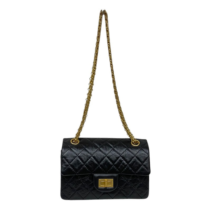 シャネル CHANEL 2.55 ミニハンドバッグ AS0874 ブラック ゴールド金具 エイジドカーフ レディース ショルダーバッグ