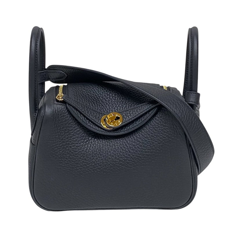 エルメス HERMES リンディミニ W刻 ブラック ゴールド金具 トリヨンクレマンス レディース ショルダーバッグ