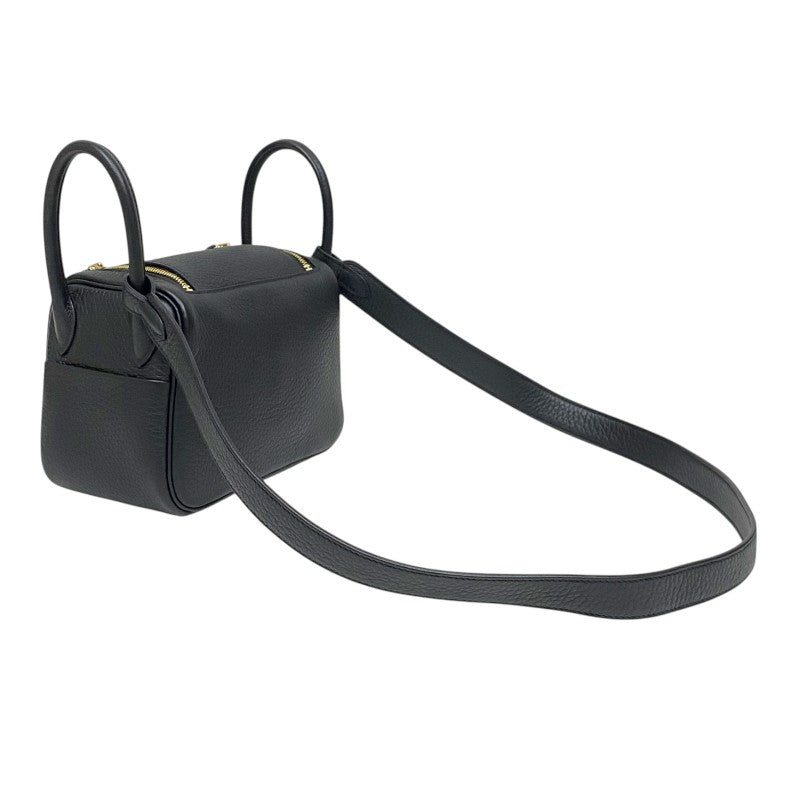 エルメス HERMES リンディミニ W刻 ブラック ゴールド金具 トリヨンクレマンス レディース ショルダーバッグ