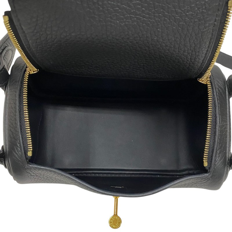 エルメス HERMES リンディミニ W刻 ブラック ゴールド金具 トリヨンクレマンス レディース ショルダーバッグ
