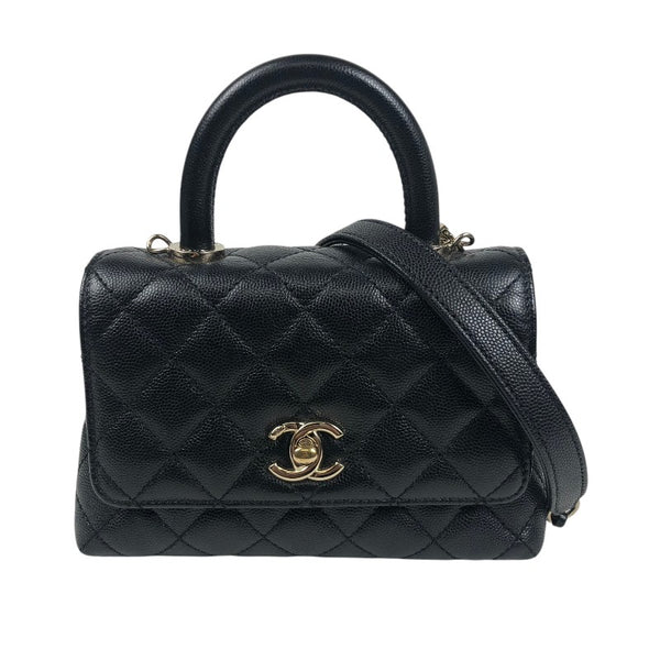シャネル CHANEL ココハンドルXXS AS2215 ブラック　ゴールド金具 キャビアスキン レディース ショルダーバッグ