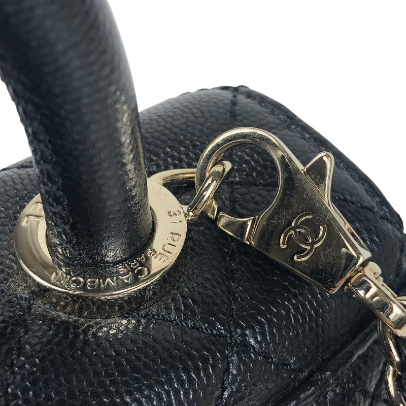 シャネル CHANEL ココハンドルXXS AS2215 ブラック　ゴールド金具 キャビアスキン レディース ショルダーバッグ