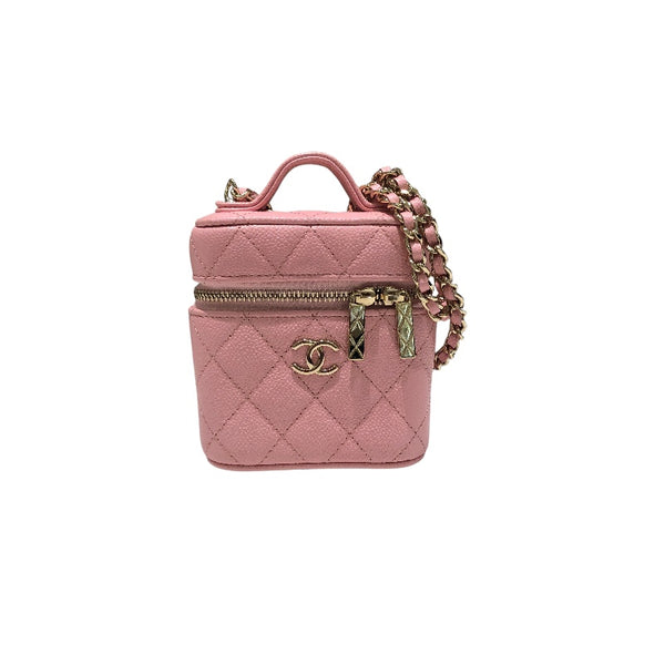 シャネル CHANEL マトラッセスモールヴァニティーバッグ AP2503 ピンク　ゴールド金具 キャビア レディース ショルダーバッグ