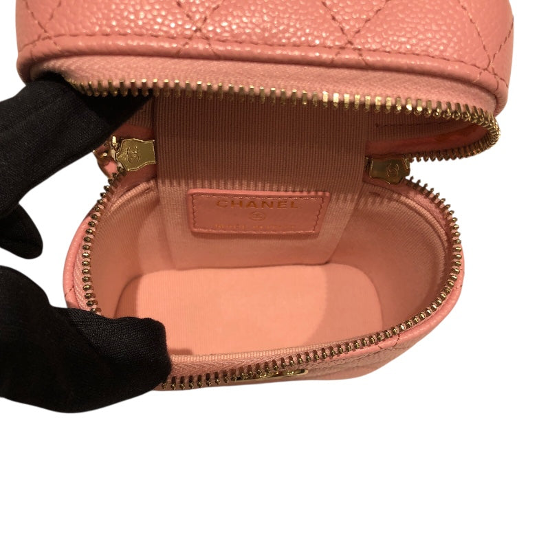 シャネル CHANEL マトラッセスモールヴァニティーバッグ AP2503 ピンク　ゴールド金具 キャビア レディース ショルダーバッグ