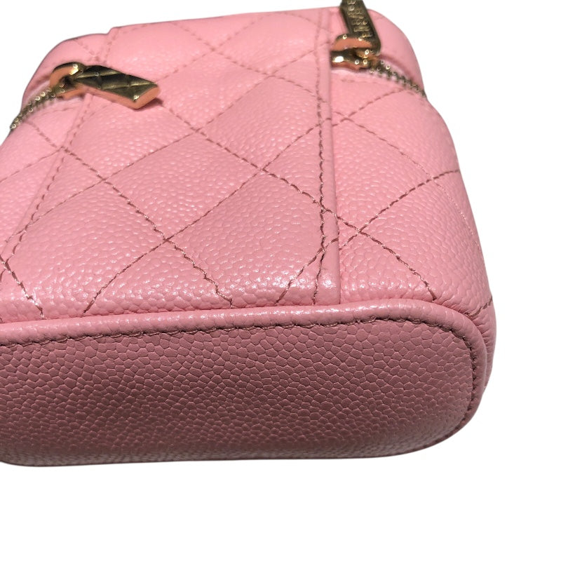 シャネル CHANEL マトラッセスモールヴァニティーバッグ AP2503 ピンク　ゴールド金具 キャビア レディース ショルダーバッグ