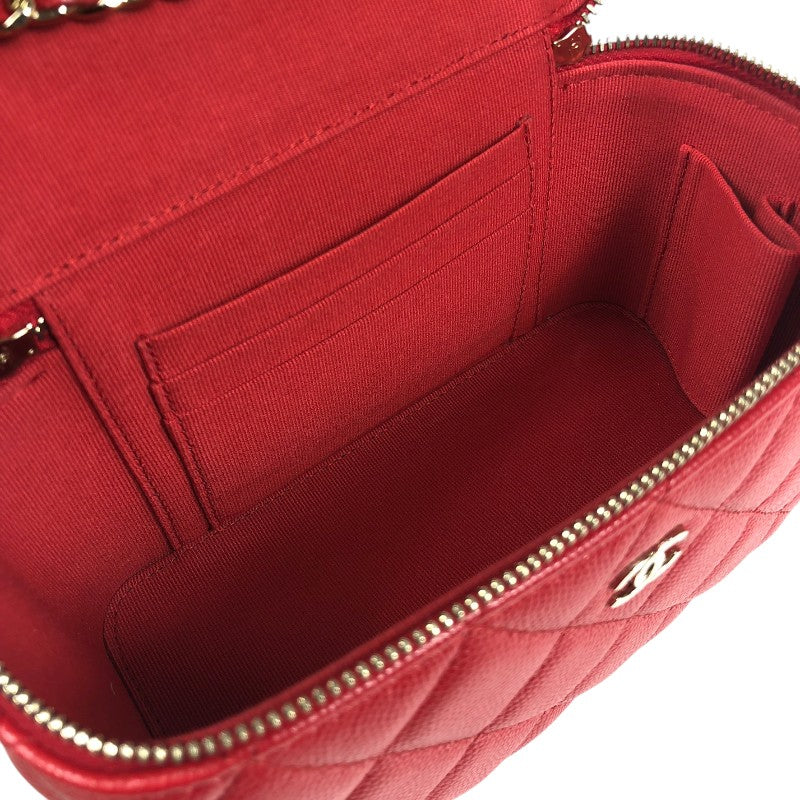 シャネル CHANEL マトラッセ バニティ ショルダーバッグ AP1341 レッド ゴールド金具 キャンビアスキン レディース ショルダーバッグ
