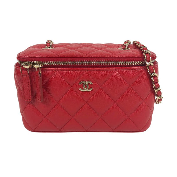 シャネル CHANEL マトラッセ バニティ ショルダーバッグ AP1341 レッド ゴールド金具 キャンビアスキン レディース ショルダーバッグ