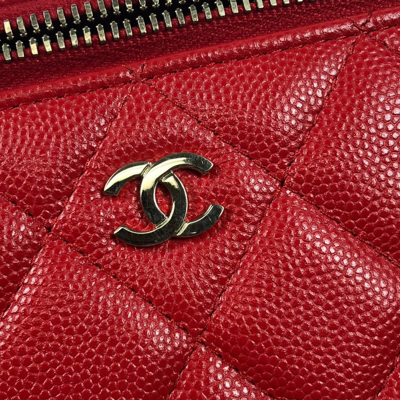 シャネル CHANEL マトラッセ バニティ ショルダーバッグ AP1341 レッド ゴールド金具 キャンビアスキン レディース ショルダーバッグ