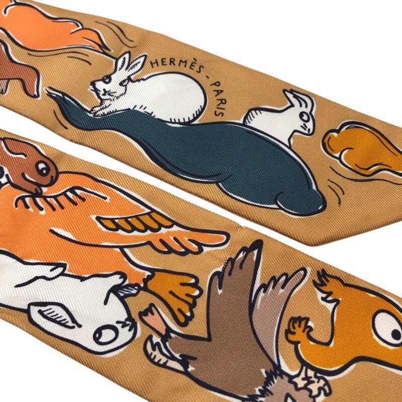 エルメス HERMES ツイリー　MILLE　ET　LAPINS シルク レディース スカーフ
