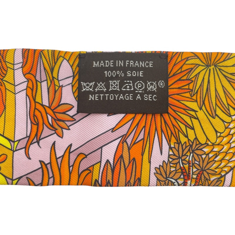 エルメス HERMES ツイリー ANIMAPOLIS オレンジ シルク レディース