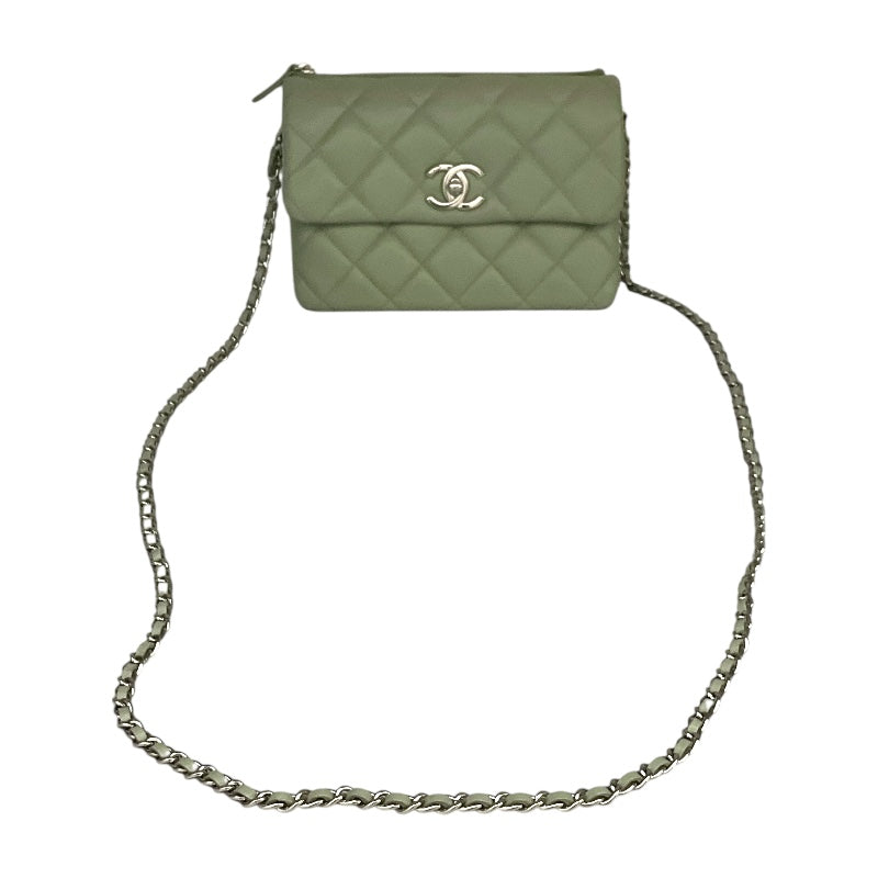 シャネル CHANEL マトラッセ　スモールフラップバッグ セージ ラムスキン レディース ショルダーバッグ
