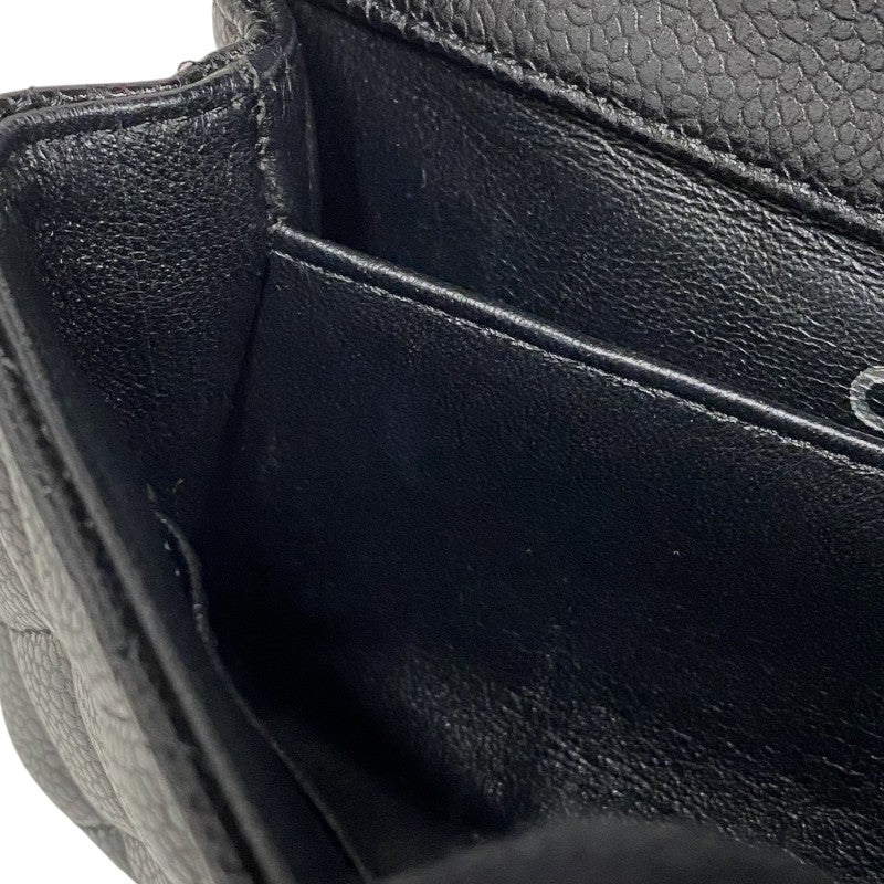シャネル CHANEL マトラッセ スモールフラップ ブラック シルバー金具 キャビアスキン レディース ショルダーバッグ