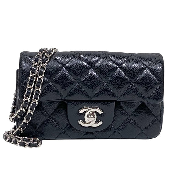 シャネル CHANEL マトラッセ スモールフラップ ブラック シルバー金具 キャビアスキン レディース ショルダーバッグ