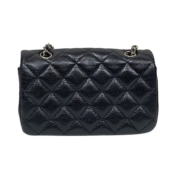 シャネル CHANEL マトラッセ スモールフラップ ブラック シルバー金具 キャビアスキン レディース ショルダーバッグ