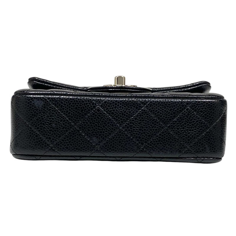 シャネル CHANEL マトラッセ スモールフラップ ブラック シルバー金具 キャビアスキン レディース ショルダーバッグ