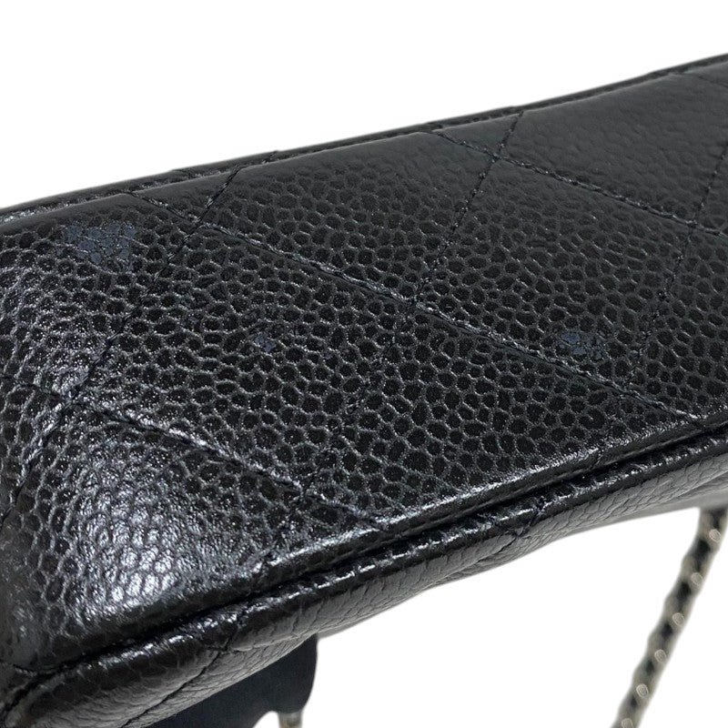 シャネル CHANEL マトラッセ スモールフラップ ブラック シルバー金具 キャビアスキン レディース ショルダーバッグ