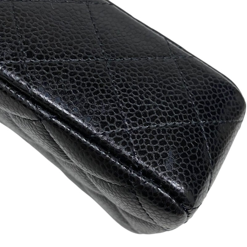シャネル CHANEL マトラッセ スモールフラップ ブラック シルバー金具 キャビアスキン レディース ショルダーバッグ