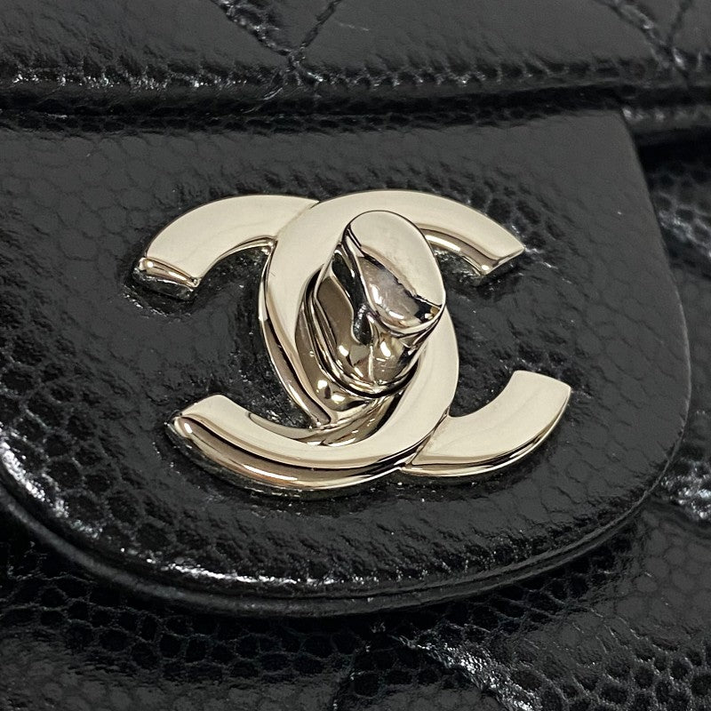 シャネル CHANEL マトラッセ スモールフラップ ブラック シルバー金具 キャビアスキン レディース ショルダーバッグ