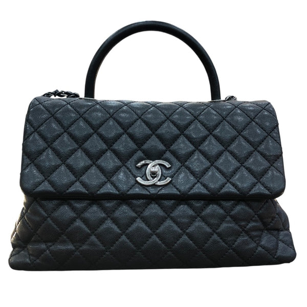 シャネル CHANEL ココハンドル32 A92992 ブラック/シルバー金具 キャビアスキン レディース ハンドバッグ